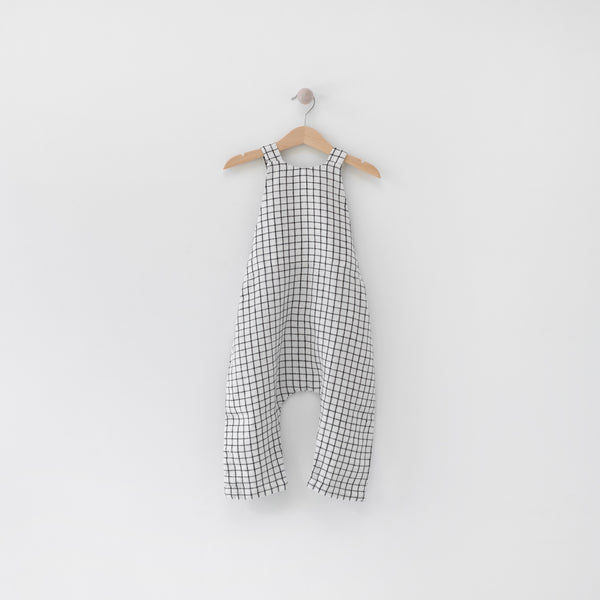 Kai Linen Romper in Grid Lekokko